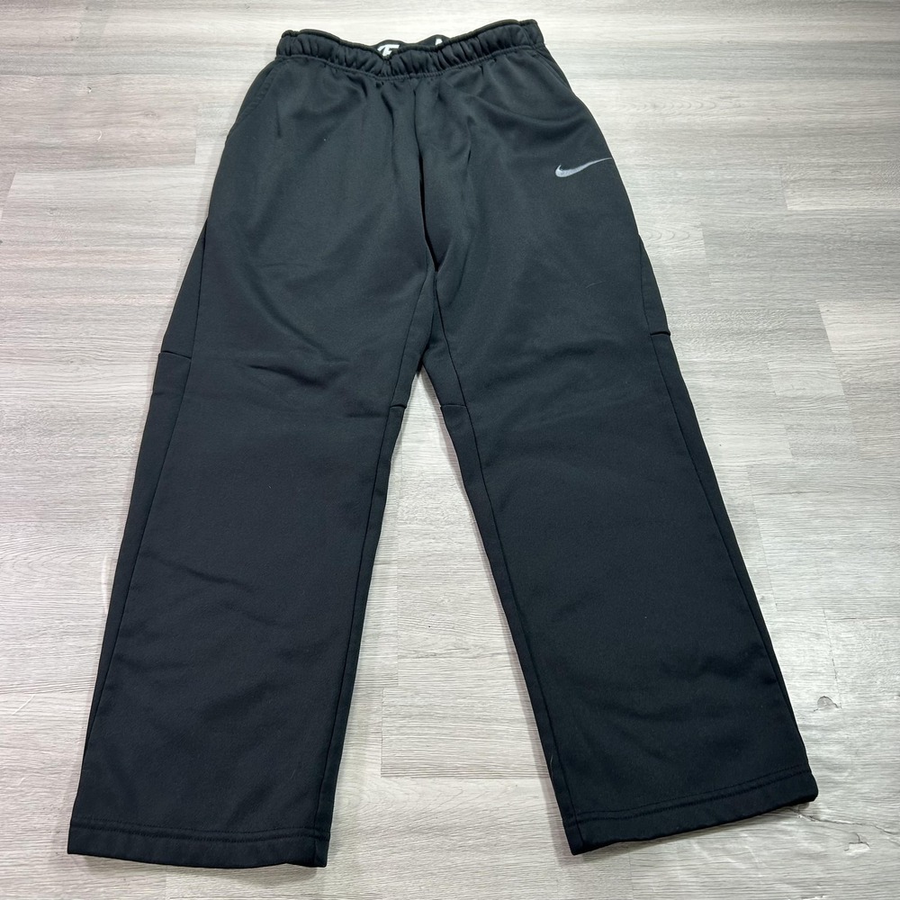 Nike Dri-FIT Track Pants Mens Small Black Fleece Open Hem Athletic 800191-010